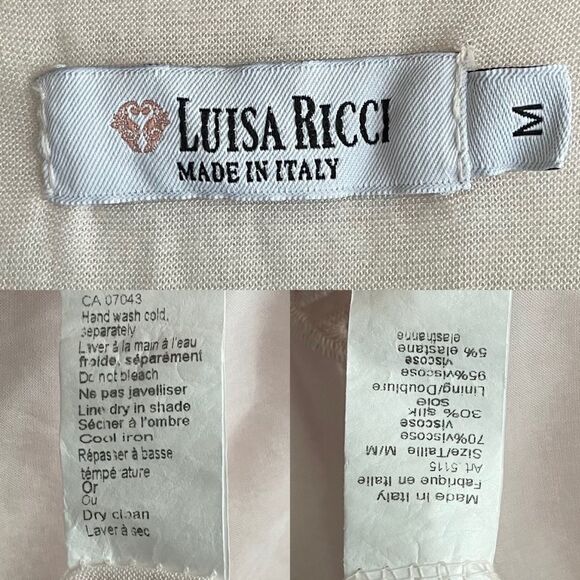 𝅺LUISA RICCI Italy Silk Floral Embroidered Oversized Blouse Pink M - Picture 6 of 6